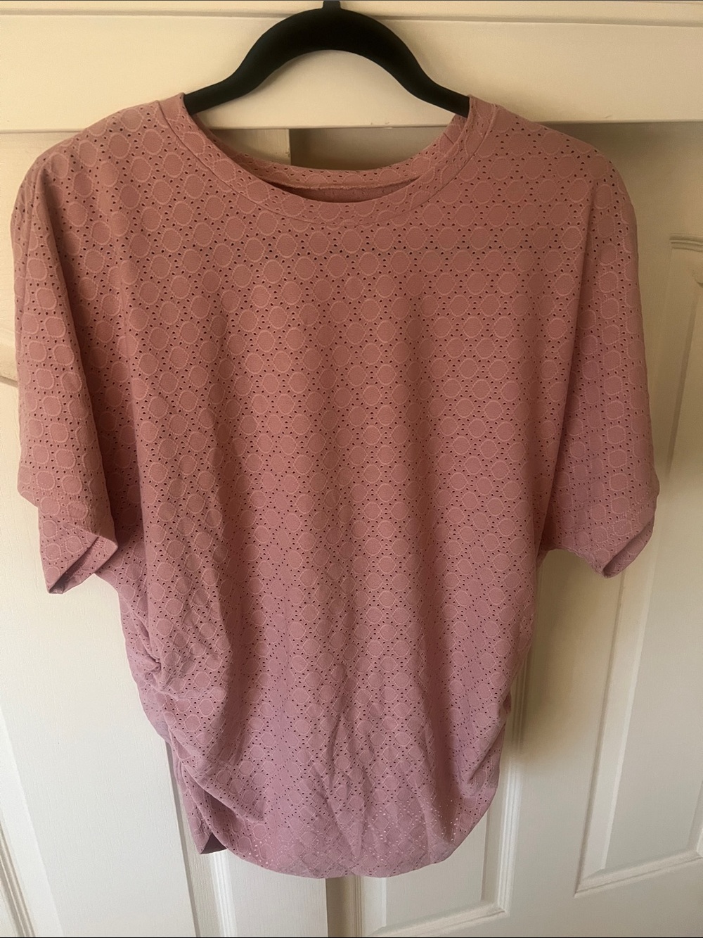 Women's Eyelet Short-Sleeve Blouse - Dusty Rose
